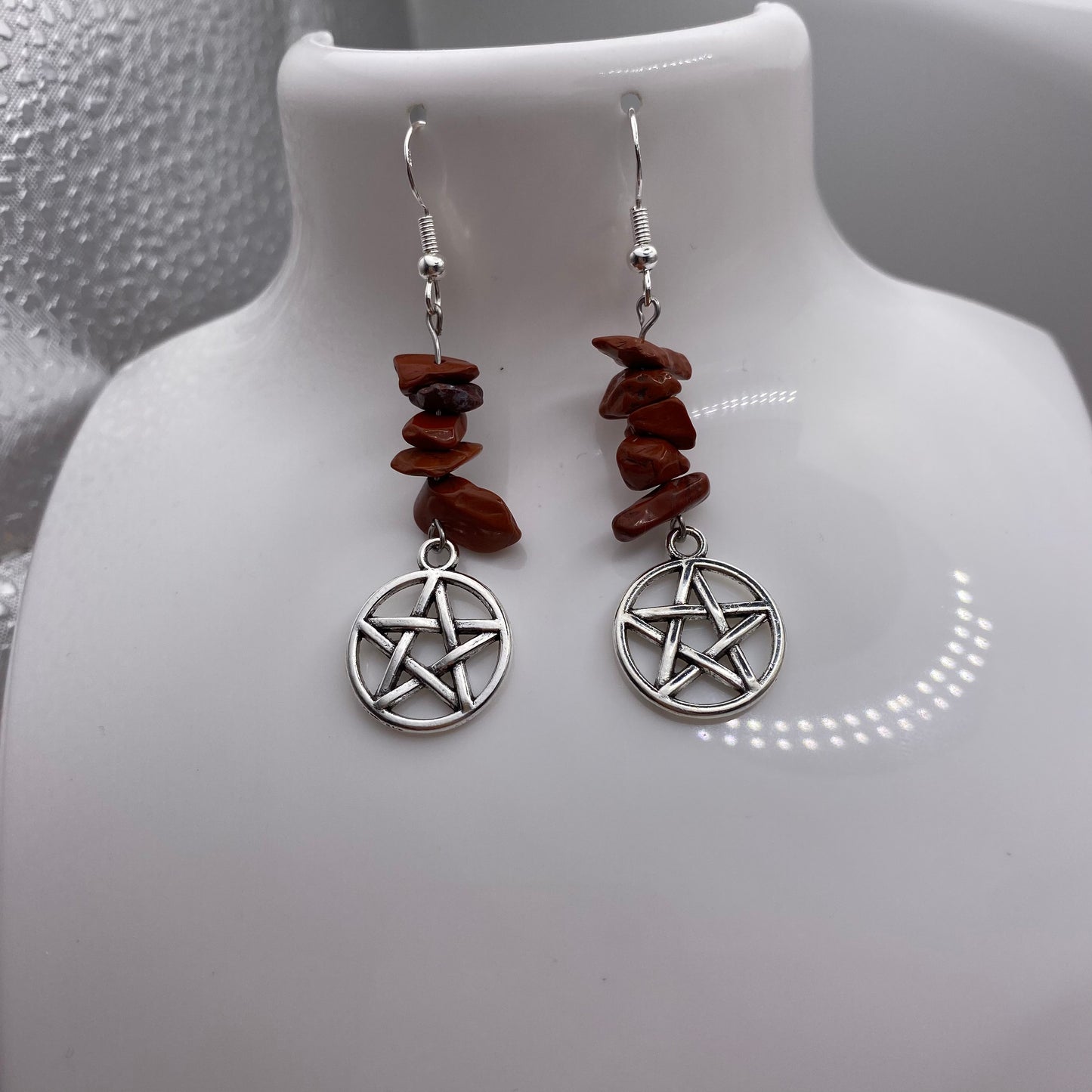 Pentagram Red Crystal Earrings