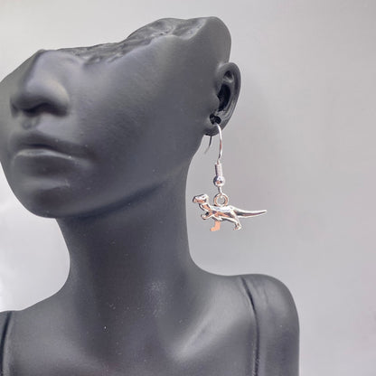 Silver Dinosaur Earrings