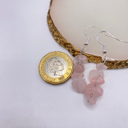 Rose Quartz Crystal Earrings