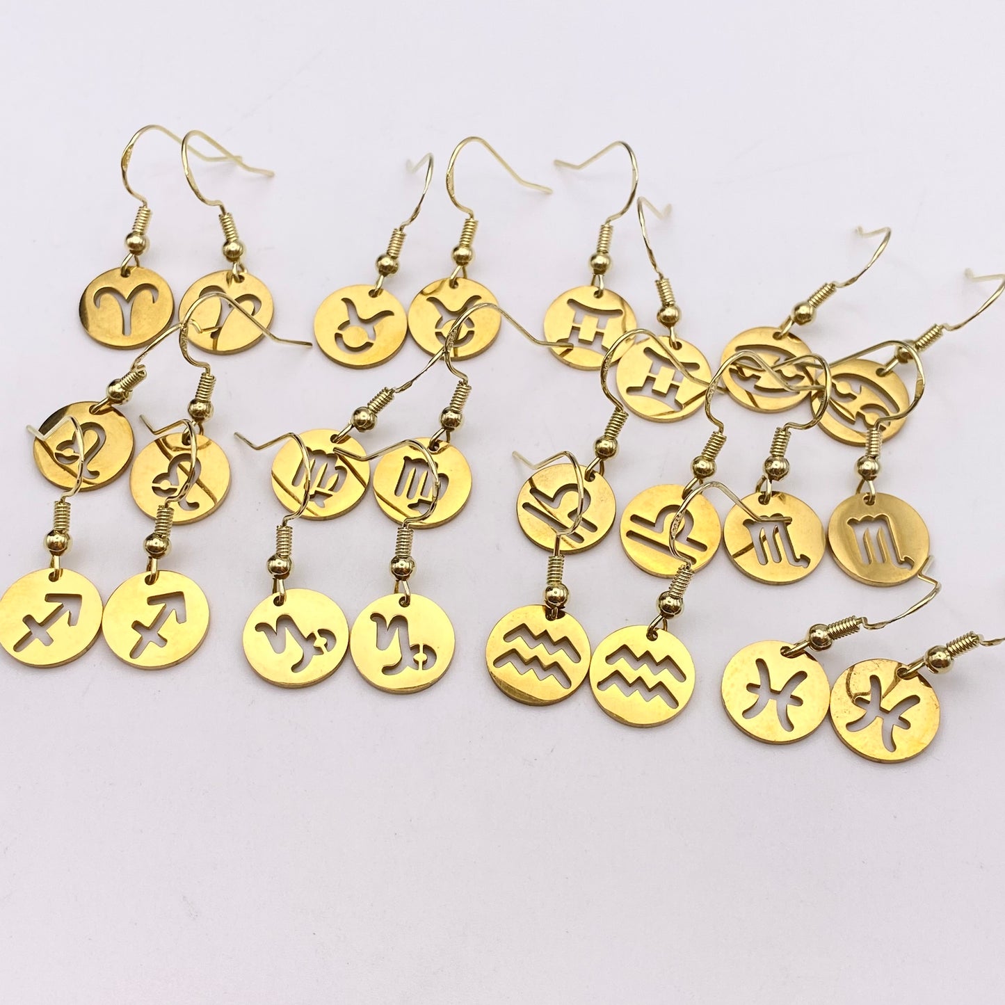 Gold Solid Star Sign Earrings