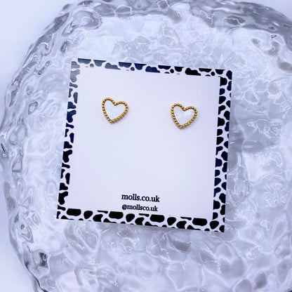 Pearl Heart Stud Earrings