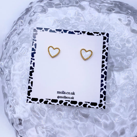 Pearl Heart Stud Earrings