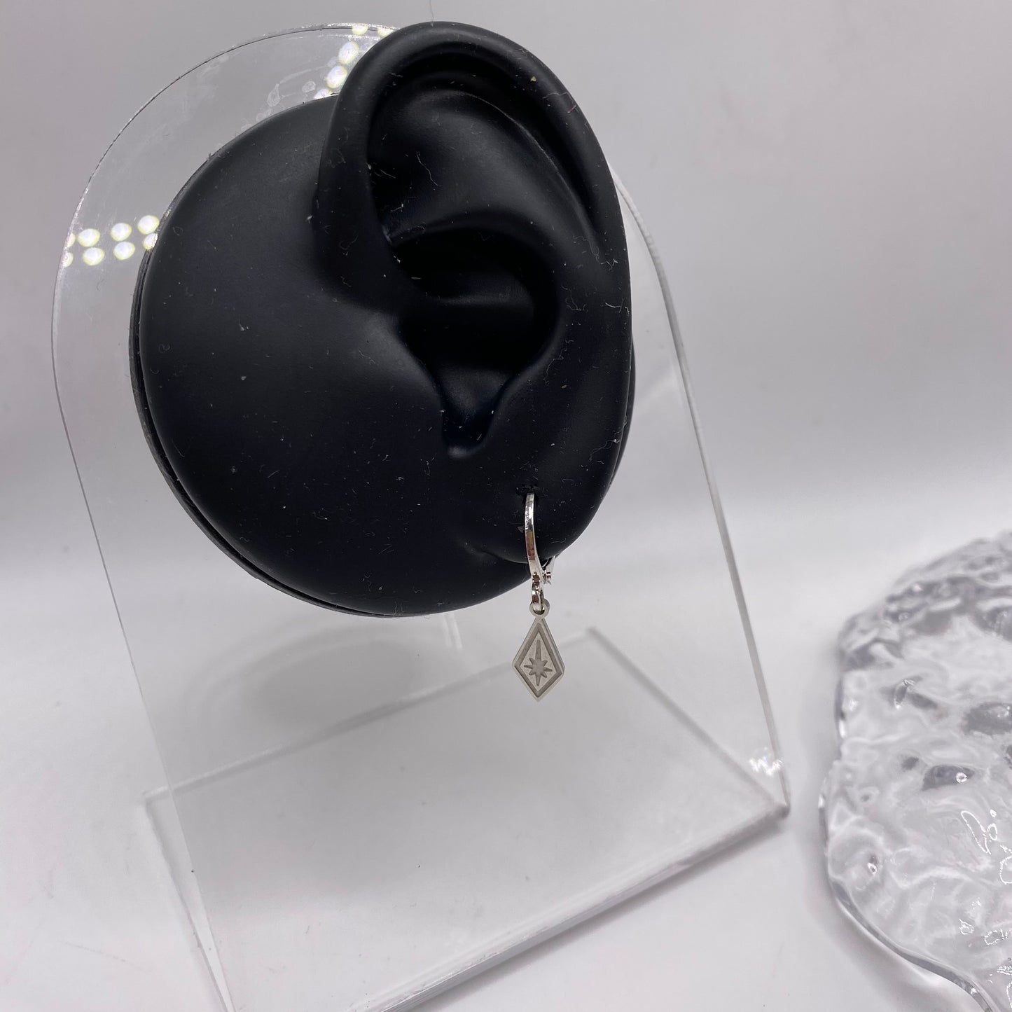 Diamond Drop Huggie Hoop Earrings
