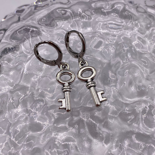 Key Huggie Hoop Earrings