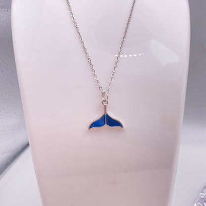 Blue Whale Tail Fin Necklace
