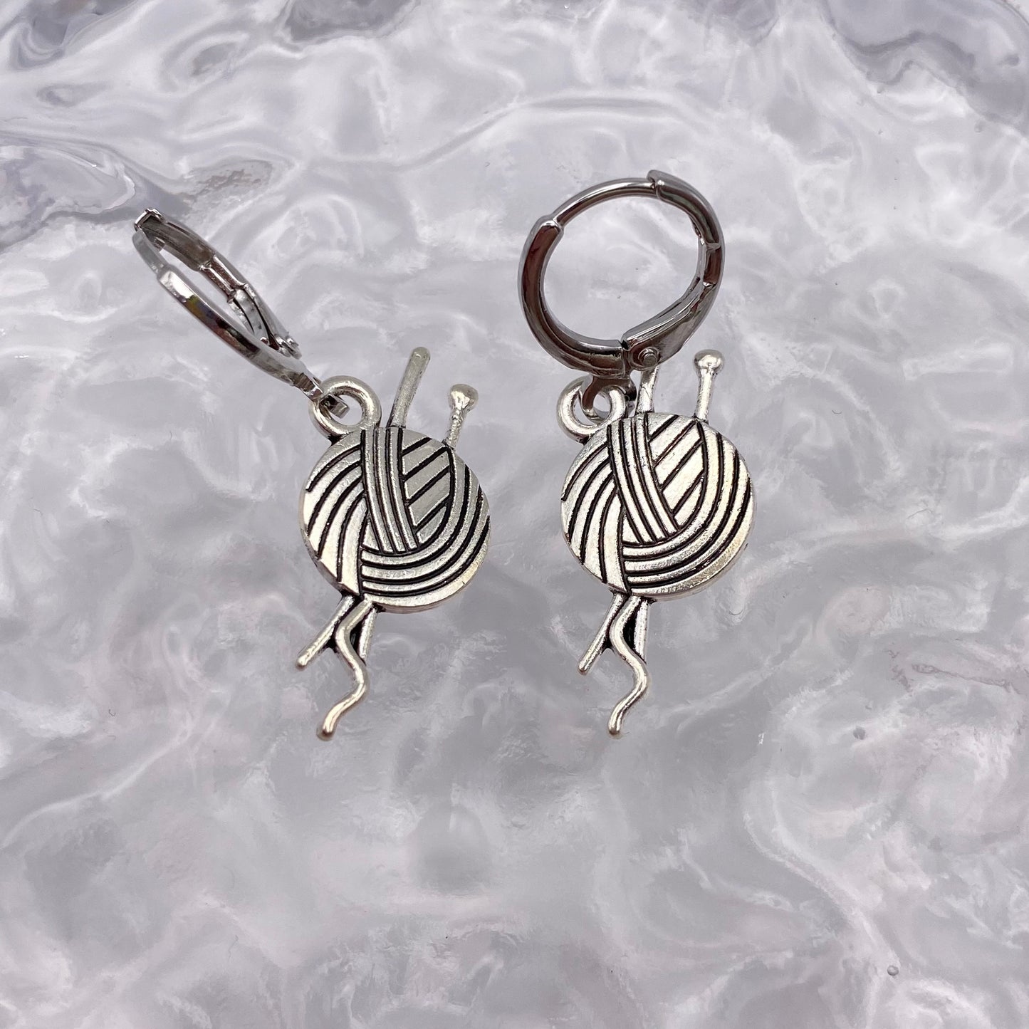 Knitting Needles Huggie Hoop Earrings