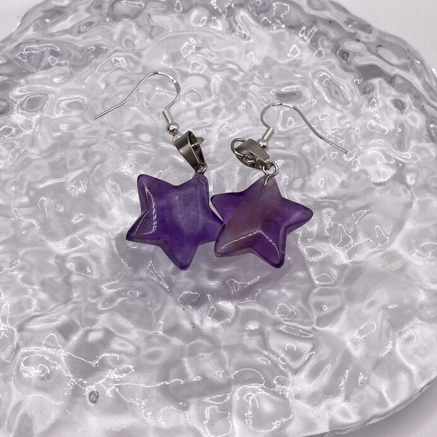 Amethyst Star Pendant Earrings