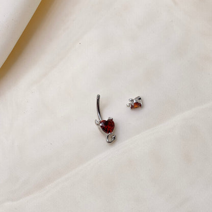 Devil Red Heart Belly Bar Piercing
