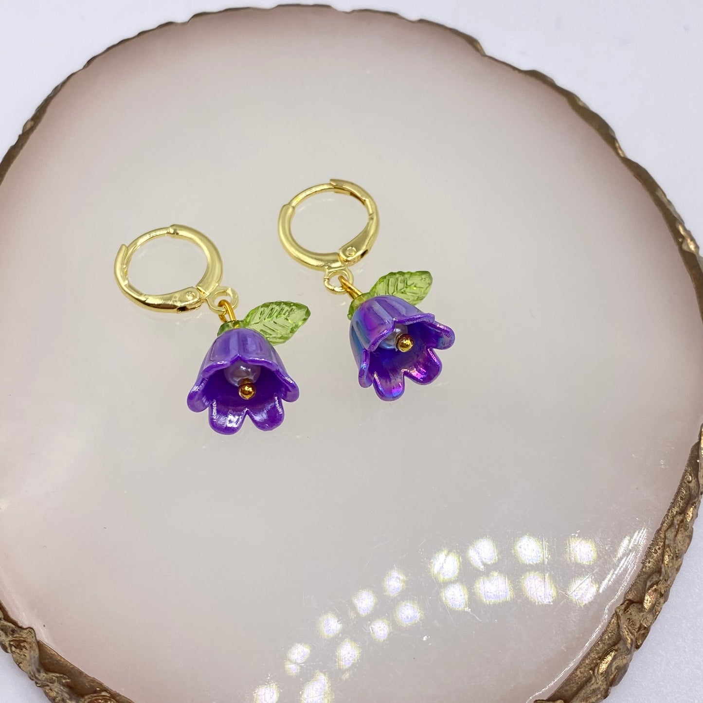 Colourful Flower Tulip Huggie Hoop Earrings