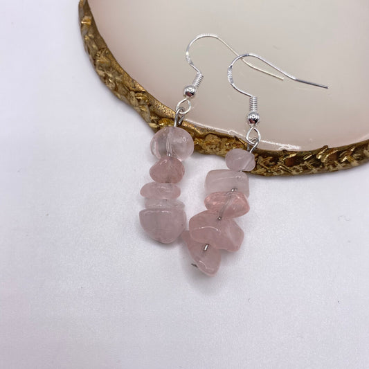 Rose Quartz Crystal Earrings