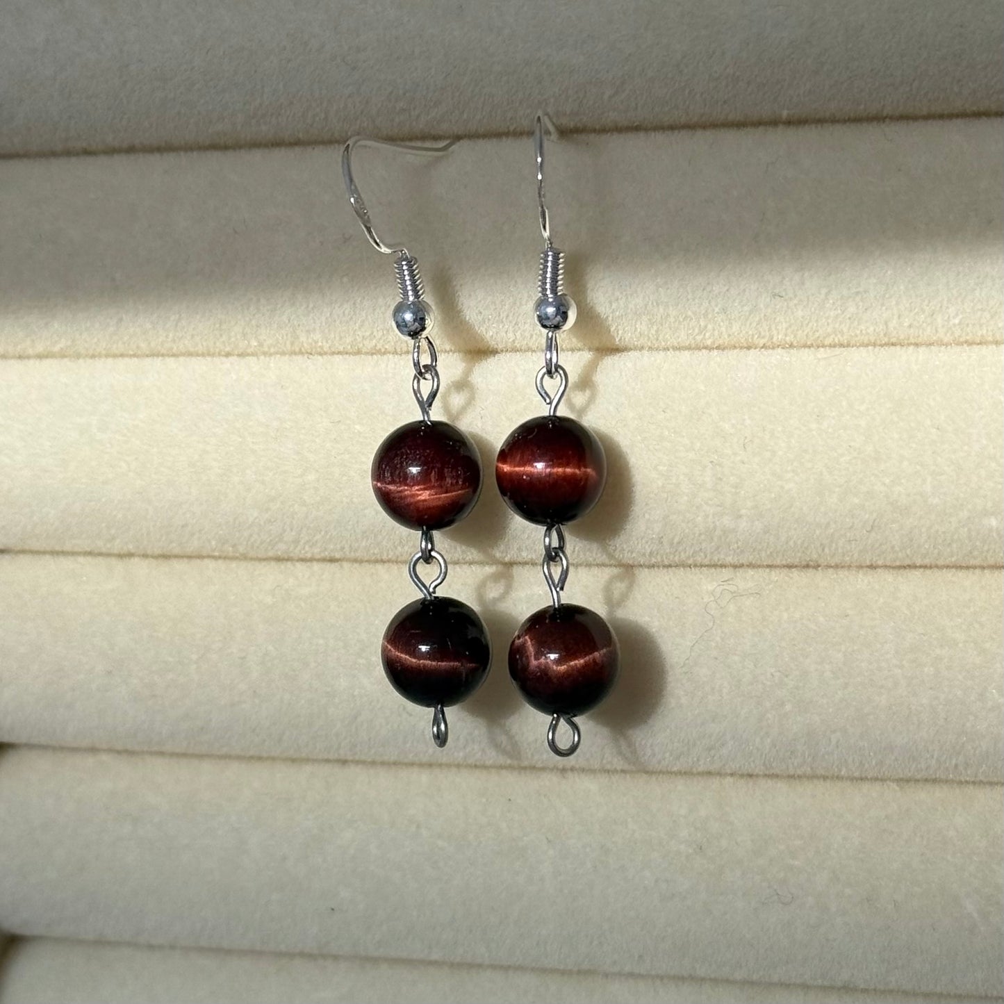 Dark Tigers Eye Drop Earrings