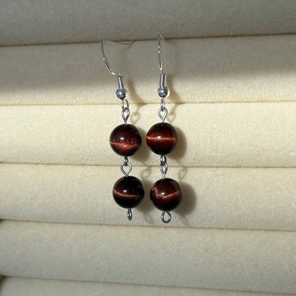 Dark Tigers Eye Drop Earrings