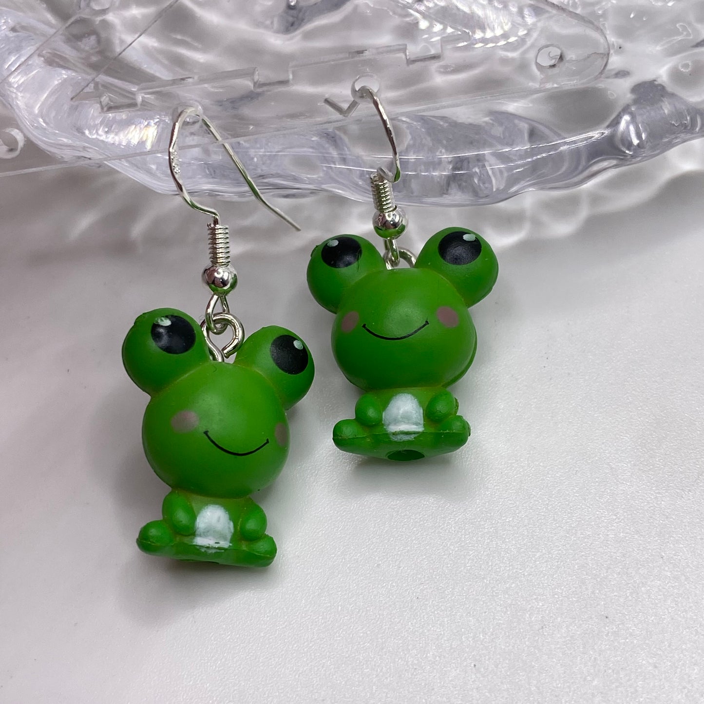 Green Frog Earrings
