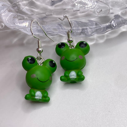 Green Frog Earrings