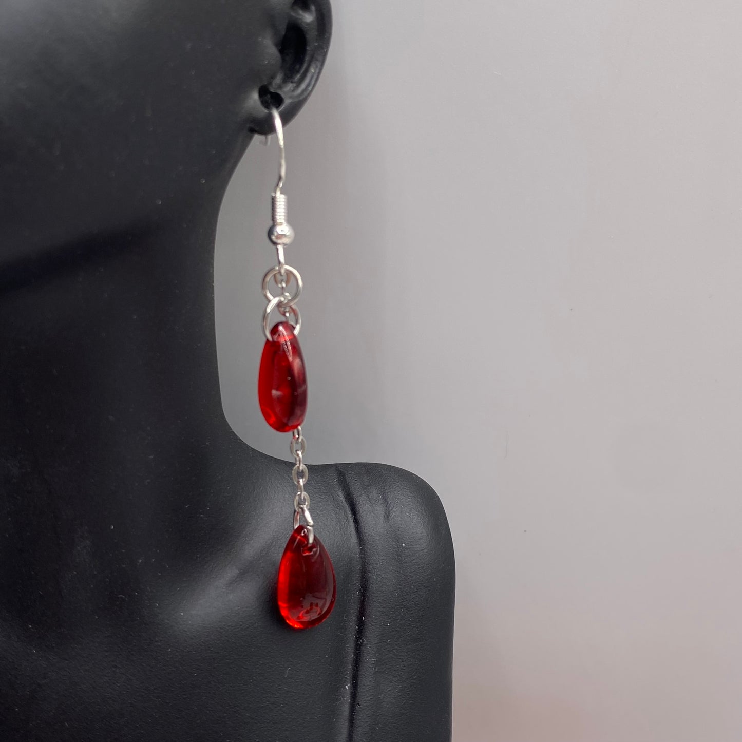 Blood Drop Bead Earrings