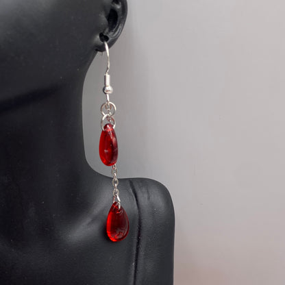 Blood Drop Bead Earrings