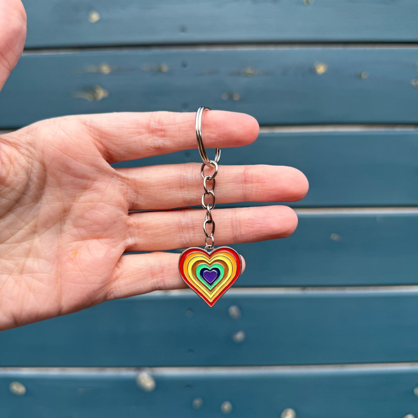 Big Rainbow Heart Keyring