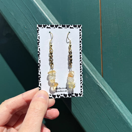 Citrine Bead Drop Earrings