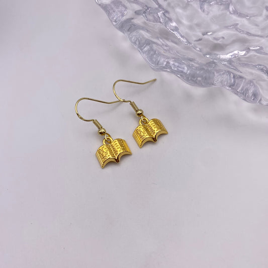 Gold Small Book Earrings