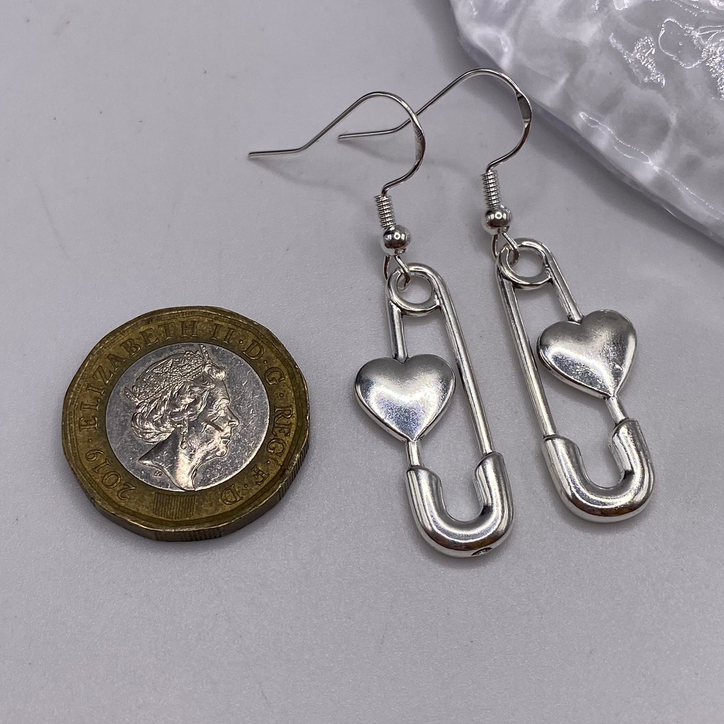 Safety Pin Heart Earrings