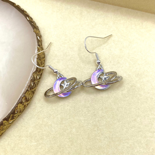Holographic Starry Moon Earrings