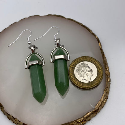 Green Aventurine Crystal Pendant Earrings