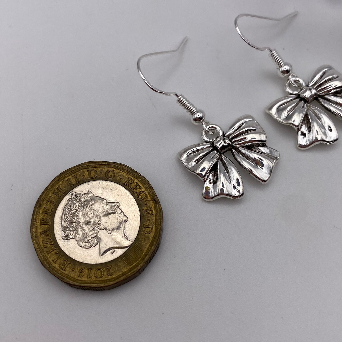 Silver Bow Ribbon Earrings