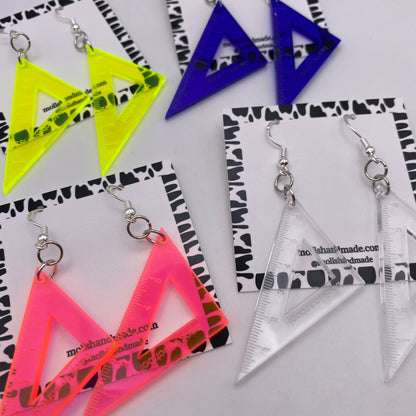 Colourful Triangle Set Squares Earrings