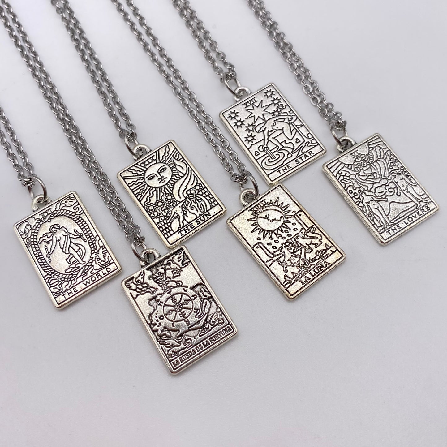 Silver Image Tarot Card Necklaces