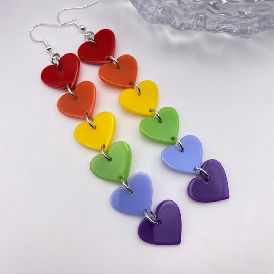 Dangly Rainbow Heart Earrings