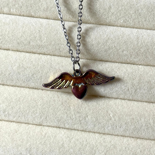 Colourful Flying Heart Necklace