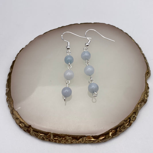 Dangly Round Angelite Crystal Earrings