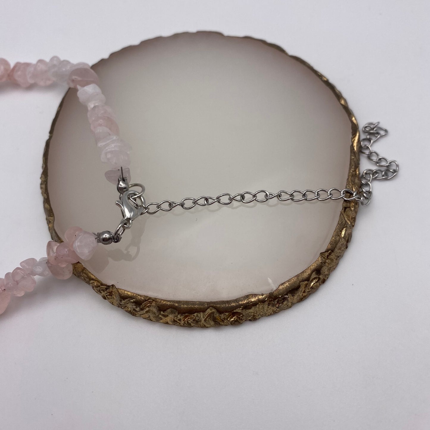 Pink Rose Quartz Crystal Necklace