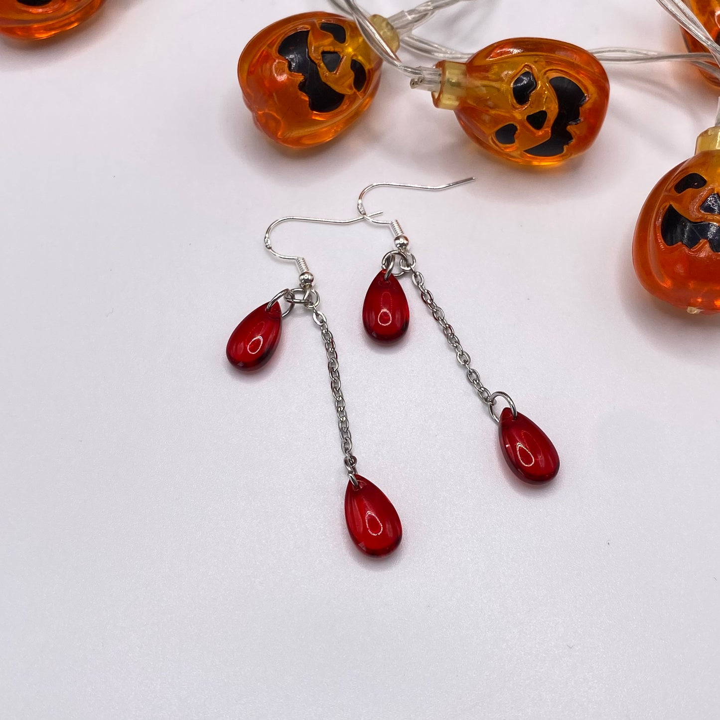 Blood Drop Bead Earrings