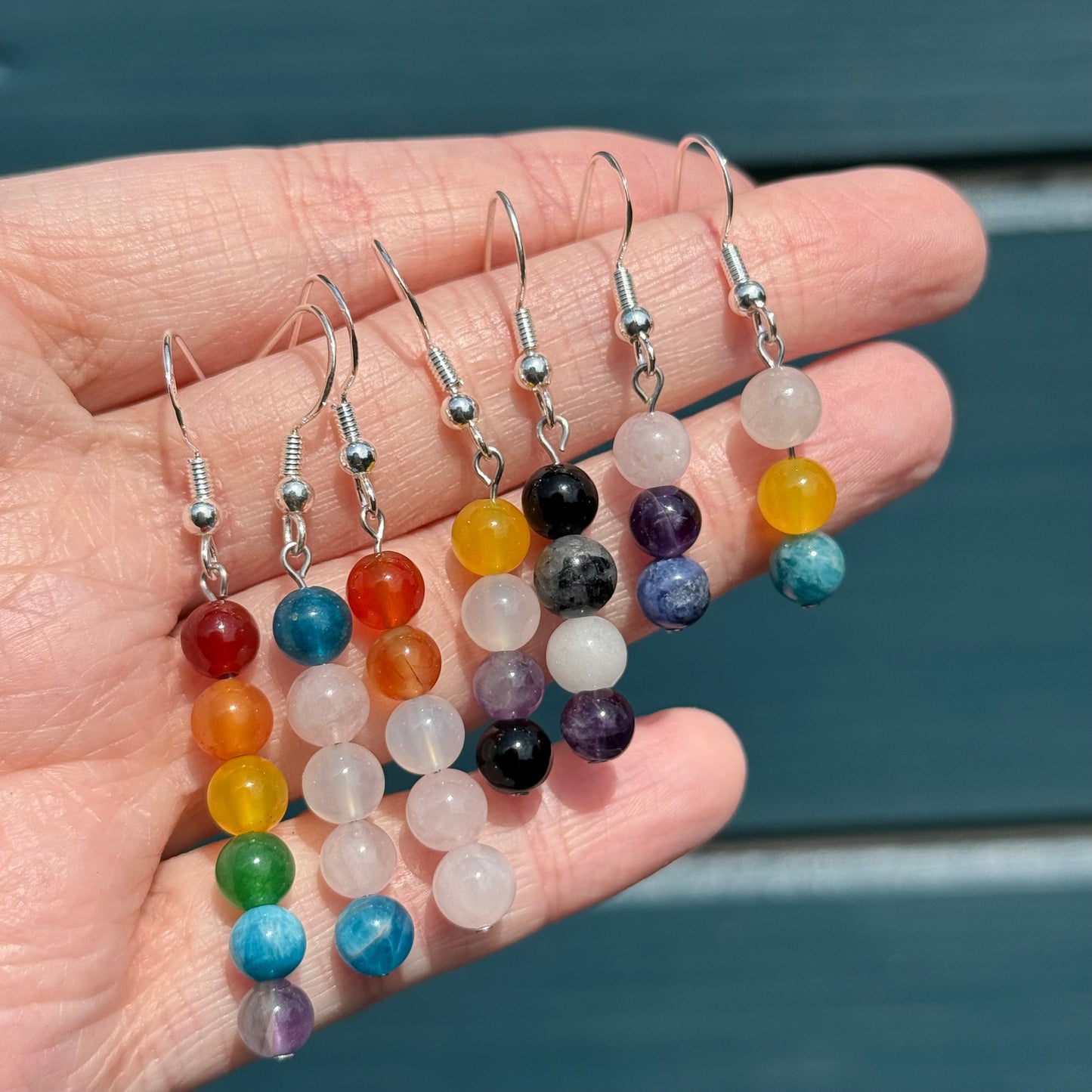 Round Rainbow Crystal Earrings
