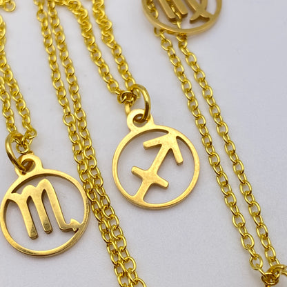 Gold Hollow Star Sign Necklaces