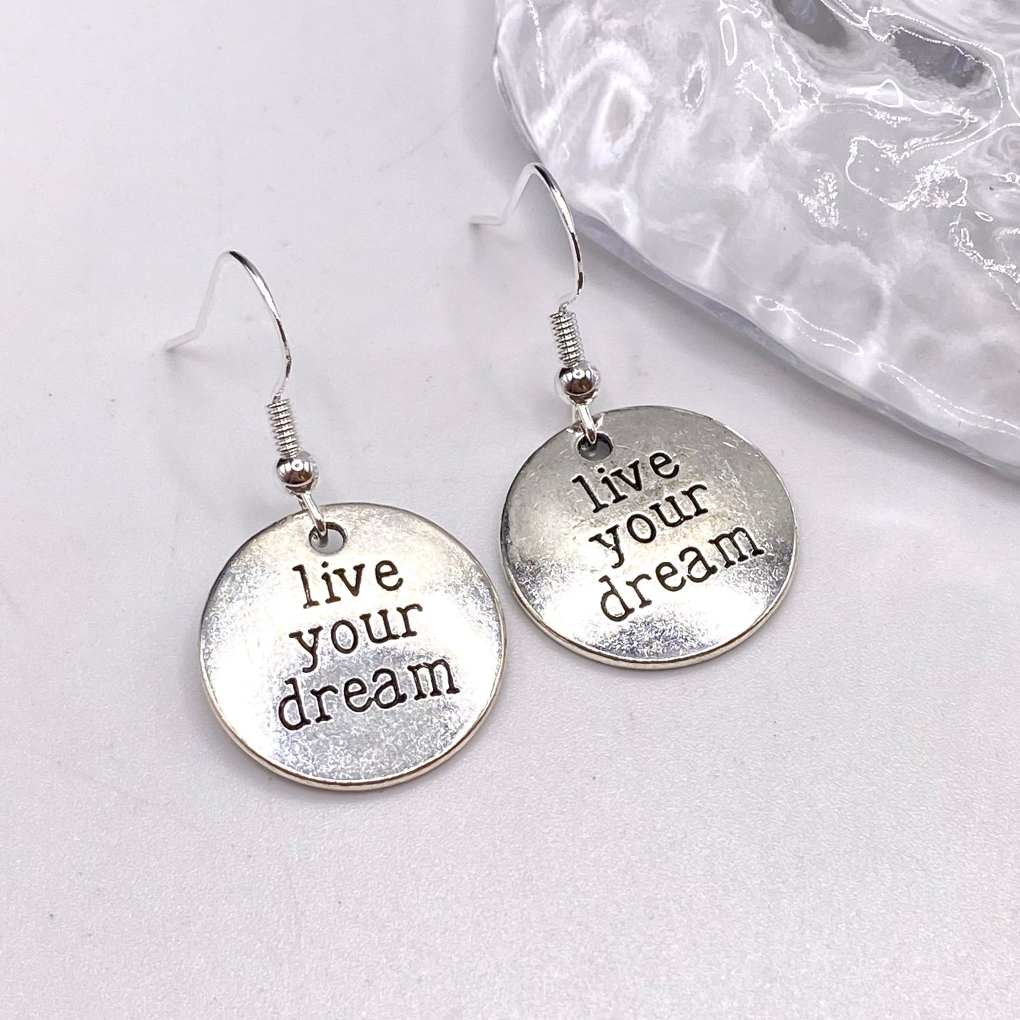 ‘Live Your Dream’ Slogan Earrings