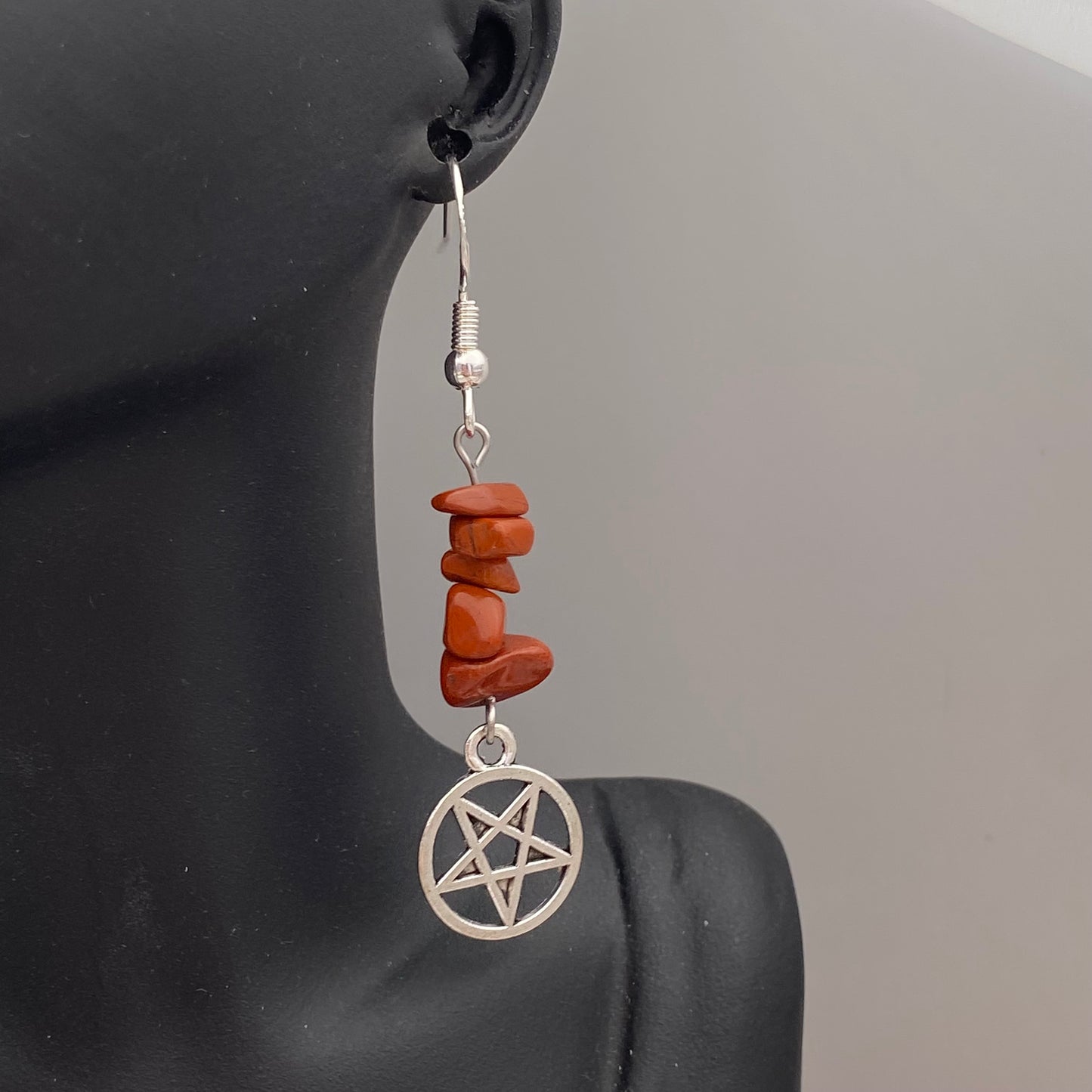 Pentagram Red Crystal Earrings