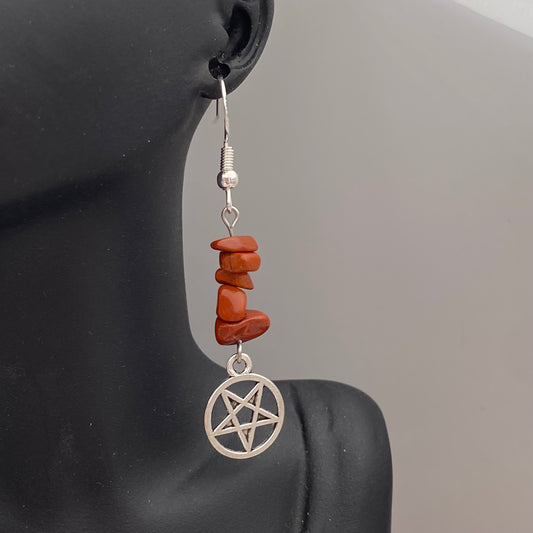 Pentagram Red Crystal Earrings