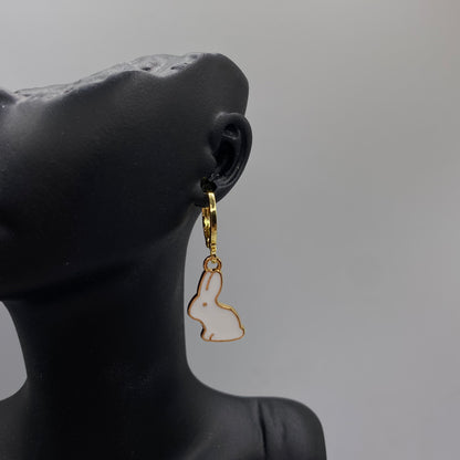 Small Bunny Rabbit Huggie Hoop Earrings