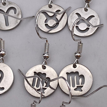 Silver Solid Star Sign Earrings