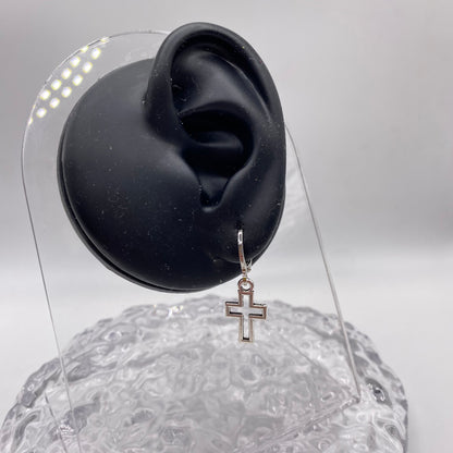 Cross Outline Huggie Hoop Earrings