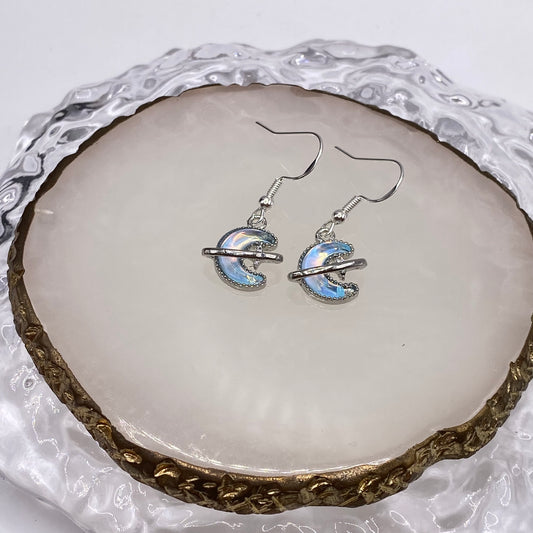 Holographic Starry Moon Earrings