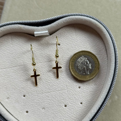 Small Gold Cross Earrings