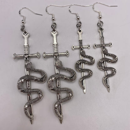 Snake on a Sword Earrings