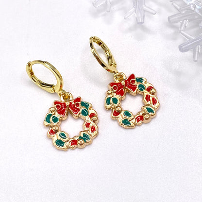 Colourful Gold Wreath Huggie Hoop Earrings