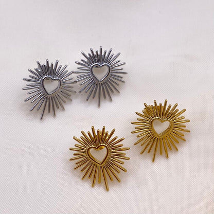 Spiked Heart Stud Earrings