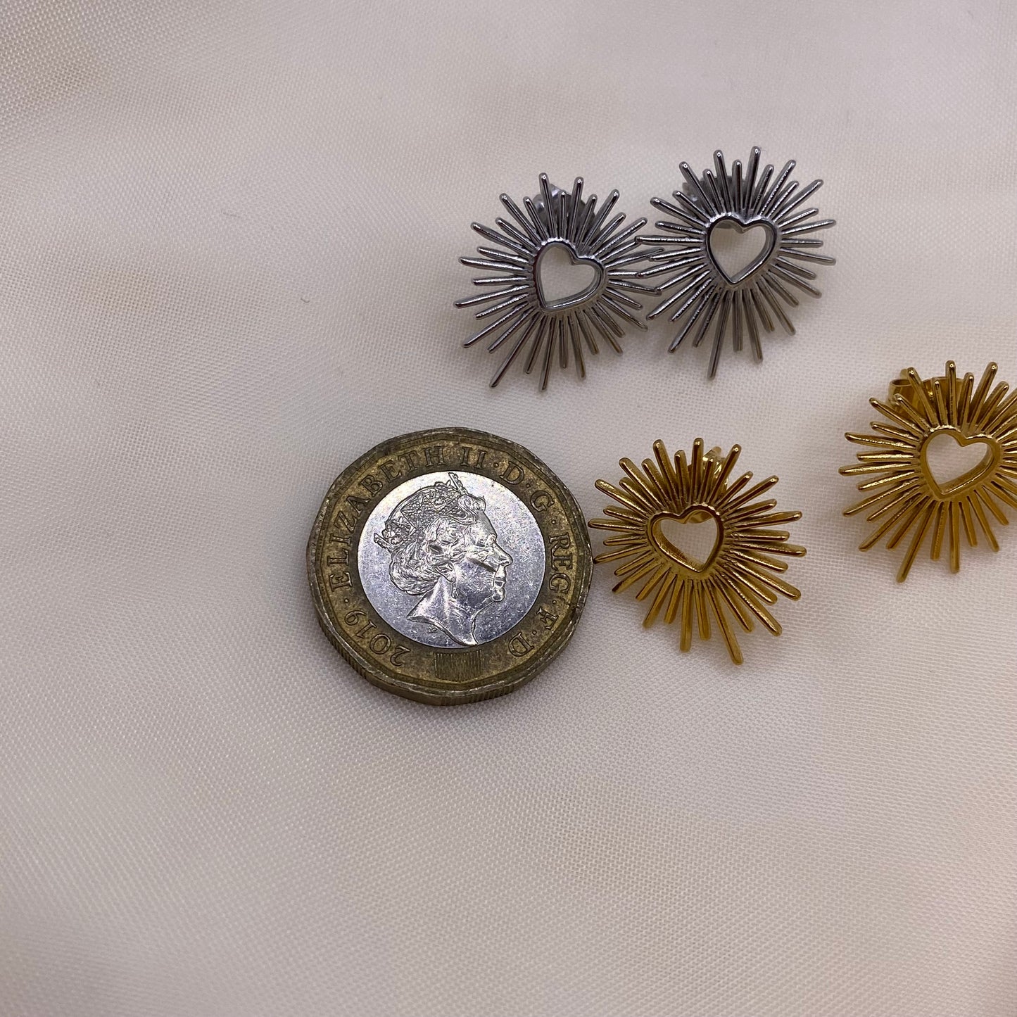 Spiked Heart Stud Earrings