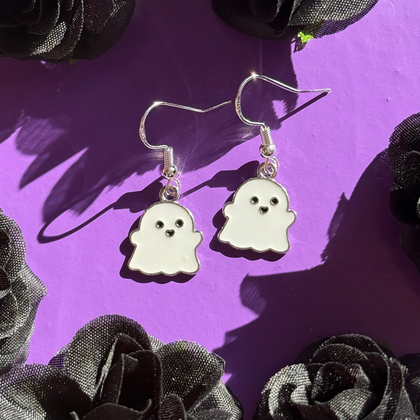 Silver Cute Ghost Earrings