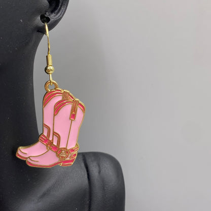 Pink Cowboy Boot Earrings